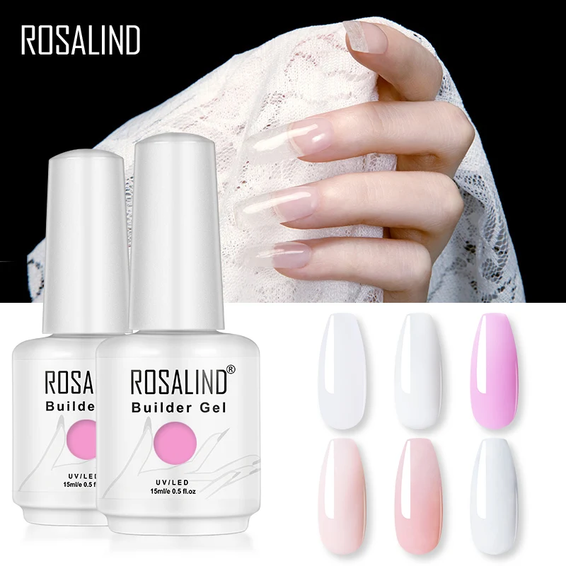 

ROSALIND Nail Extension Gel Nail Polish Poly Builder Gel For Nail Art Need Nail Form UV LED Lamp Gel Varnishes Manicure Set