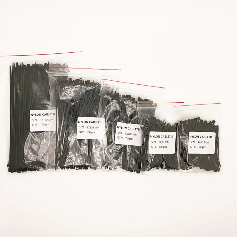 500 шт. 3x60 3x80 3x100 3x120 3x150 мм в ассортименте самоблокирующиеся Нейлоновые кабельные стяжки черная пластиковая застежка-молния петля обмотка для проводов застежка-молния стяжки