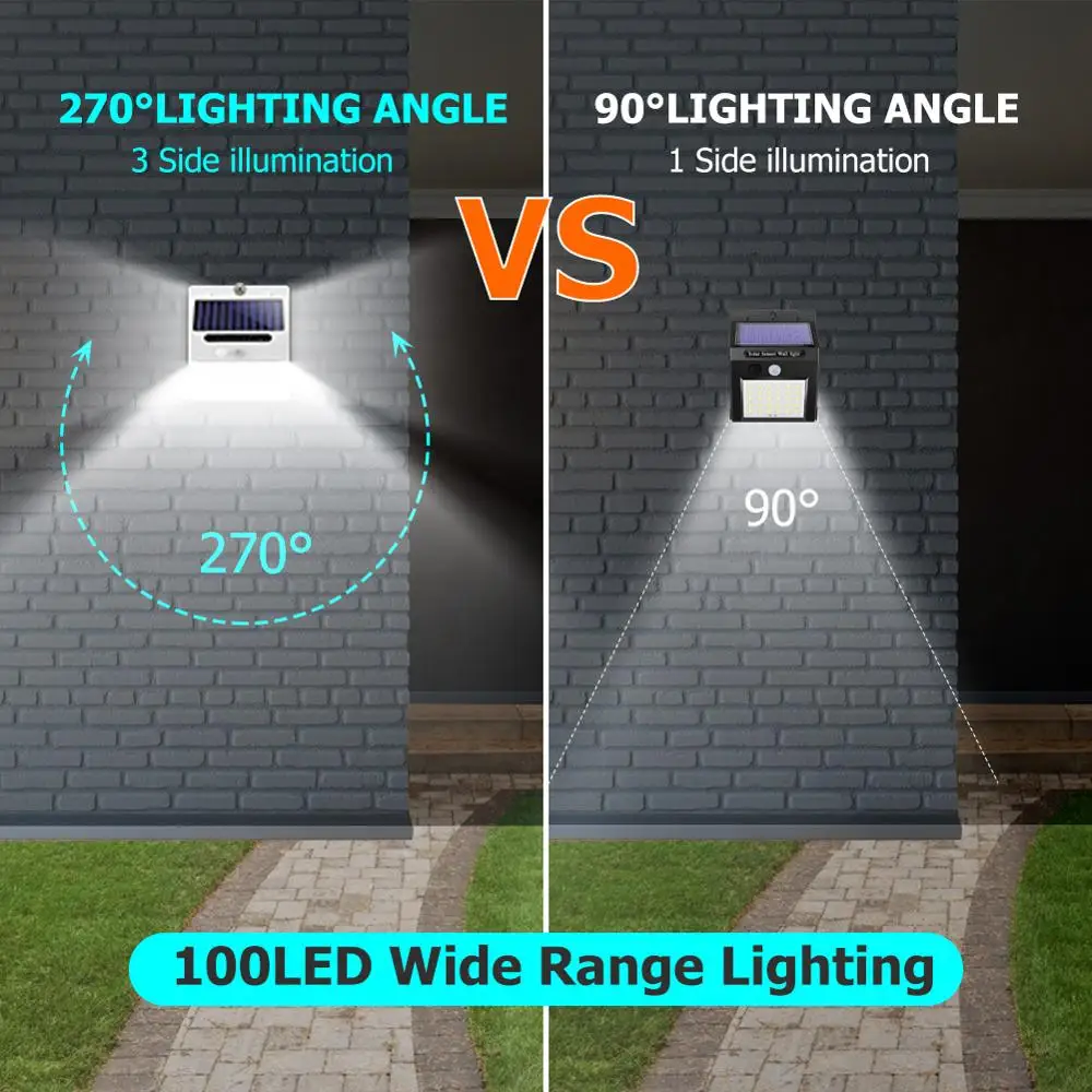 Уличный настсветильник светильник на солнечной батарее с датчиком движения 100