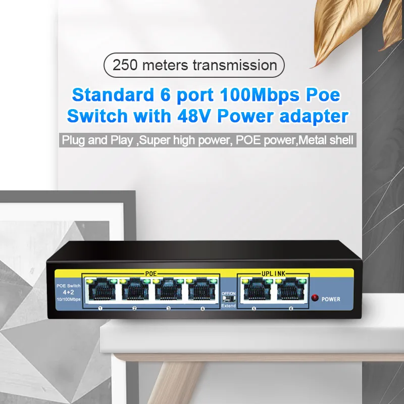 Сетевой коммутатор POE 48 В 10/100 Мбит/с порты Ethernet сетевой подходит для IP