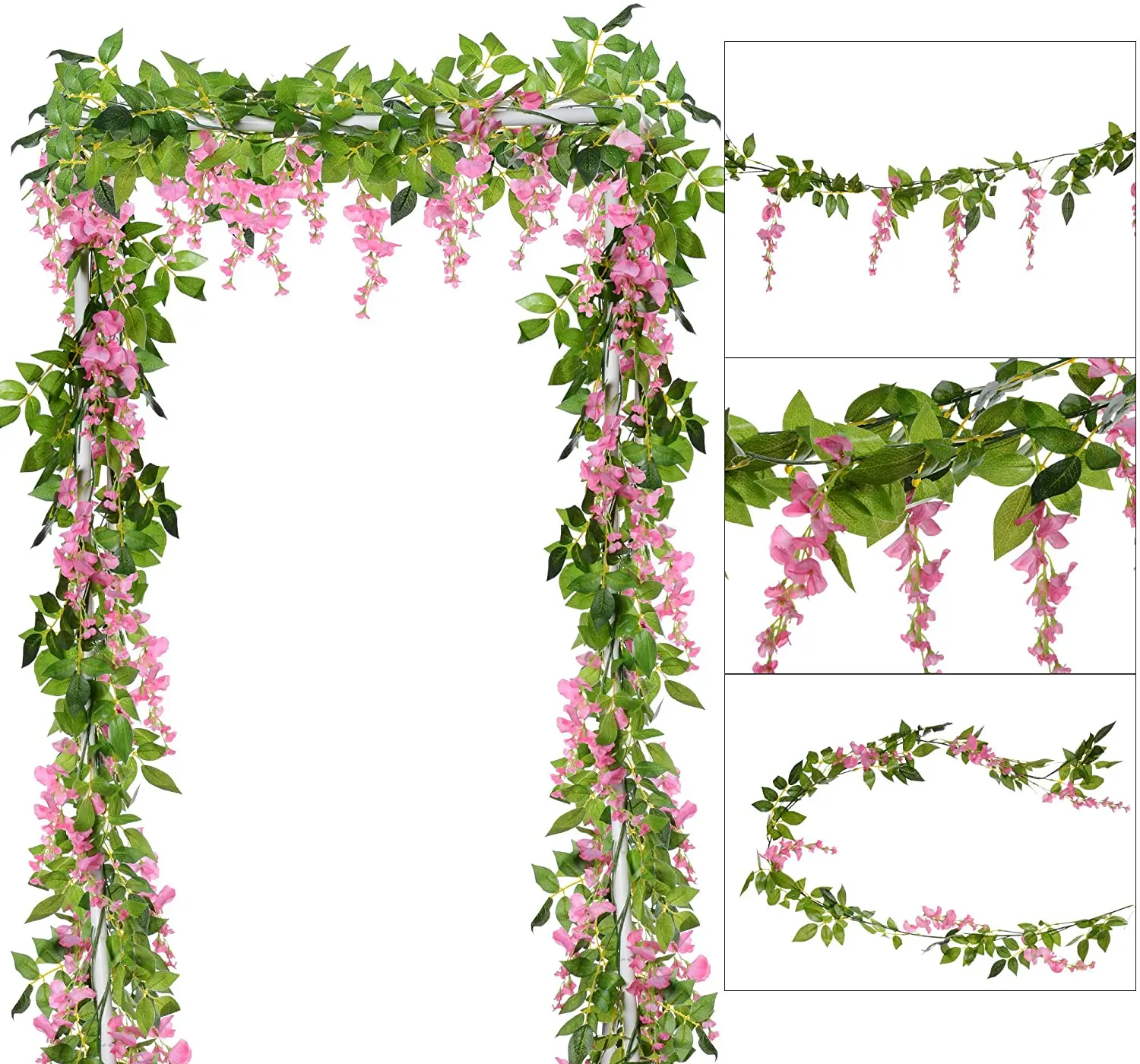 

2M Wisteria Artificial Flower Fake Plants Vine Garland Wedding Arch Home Garden Decoration Rattan Trailing Flowers Ivy Wall
