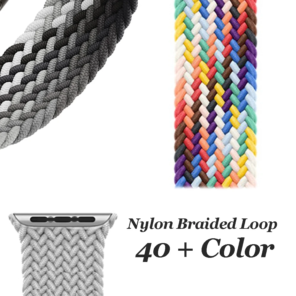

Nylon Braided Watch Loop for Apple Watch Band 44mm 38mm 42mm 40mm Strap for IWatch Series 6 5 4 SE 3 2 1 XS size Solo Bands