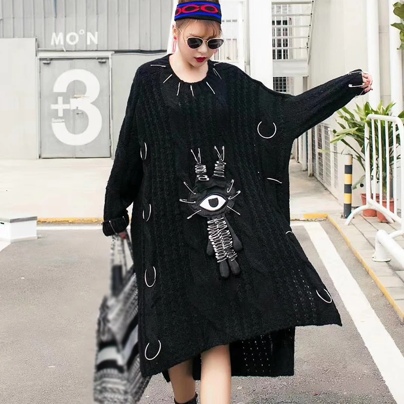 Женский трикотажный свитер с круглым вырезом рукавом летучая мышь | Женская