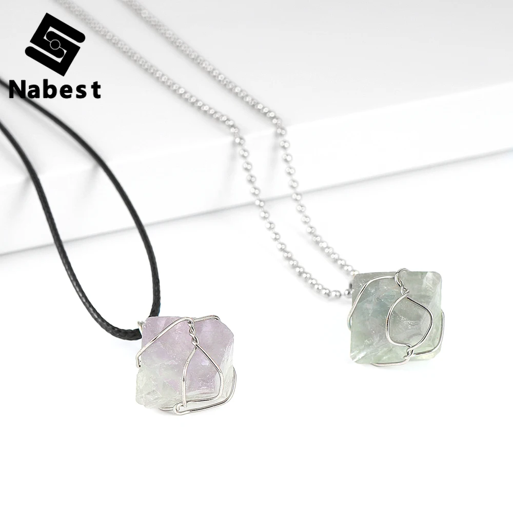 Женское и мужское ожерелье из флюорита с натуральным камнем 15 30 см неправильная