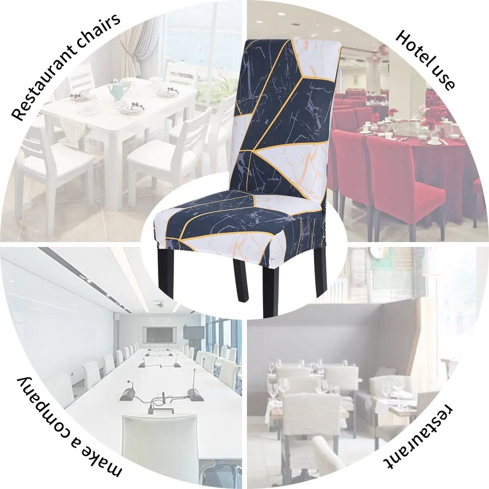 

Junejour | Geometric Dining Room Elastic Chair Cover Removable Washable Stretch Seat Protector Dustproof Chair Covers