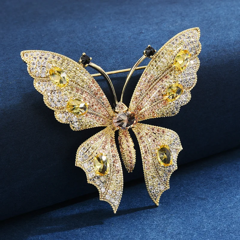 

New Japanese and Korean Shining Zircon Creative Cute Butterfly Brooch Fashion Suit Women's Clothing Pin Accessories