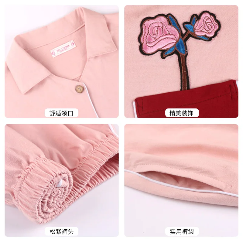 

Yidanna Women Simple Leisure Pajamas Set Cotton Sleepwear Long sleevedSleep ClothingPlus SizeCardigan PijamasAutumn Nightie