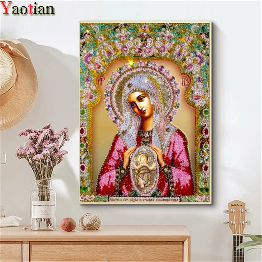 Алмазная 5D картина сделай сам с Мадонной полная выкладка из квадратных страз