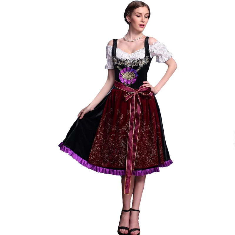 

Carnival Lady Oktoberfest Costume Alps Beerfest Deluxe Flannel Outfit Cosplay Fancy Party Dress Halloween