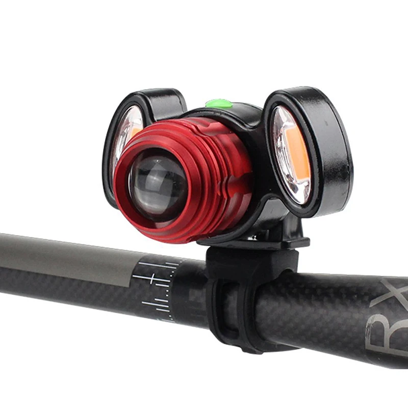 

Super Bright Bicycle Headlight Three Heads 3000LM Light Telescopic Zoom USB Rechargeable Waterproof T6 COB Bike Front Light