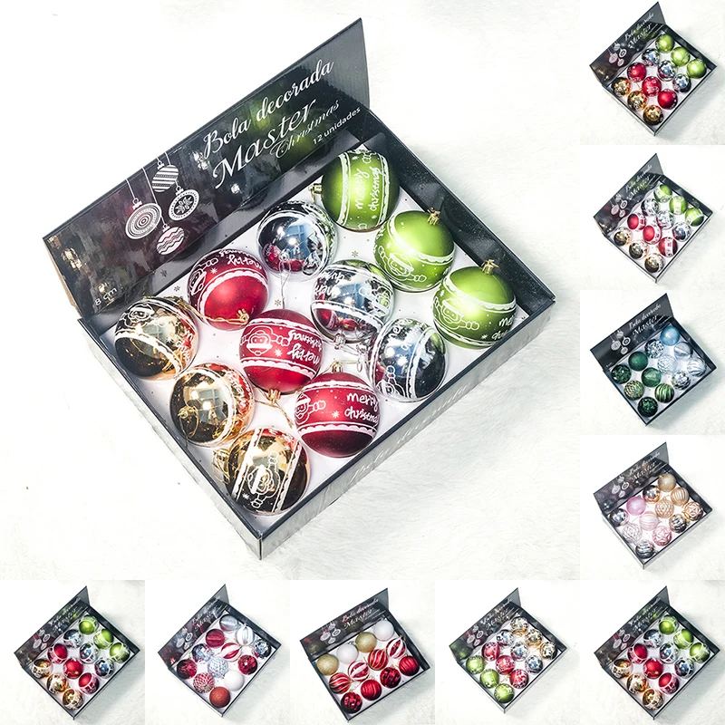12 шт./кор. 8 см Рождественская елка шар-безделушка висит Вешалки рождественские подвесные украшения