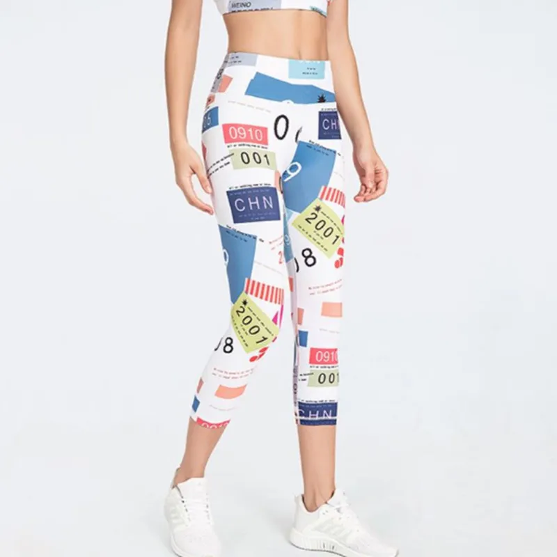 

Новые Женские Эластичные Обтягивающие дышащие Капри с принтом для фитнеса