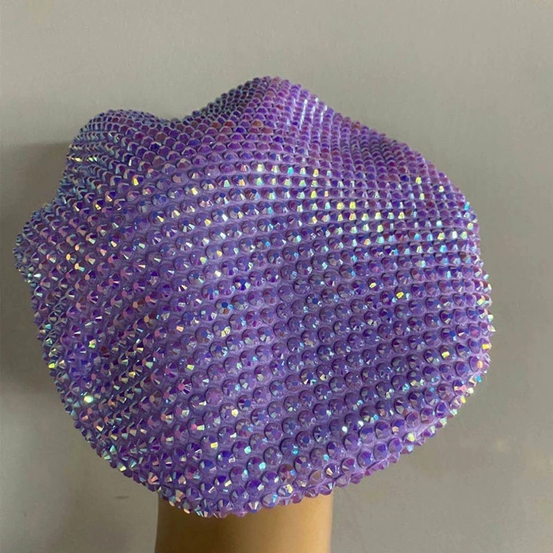 

Full rhinestone beret hat Bar nightclub DJ DS GOGO dance party singer headdress stage Catwalk drag queen wear