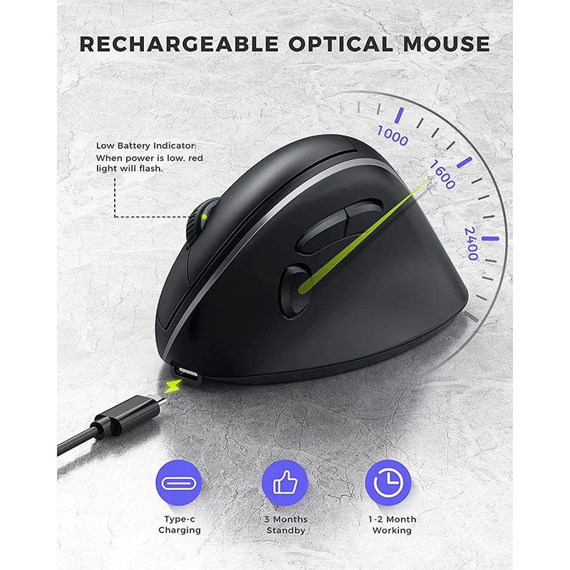 seenda bluetooth wireless mouse vertical rechargeable ergonomic mice 2 4g usb mouse for computer laptop notebook gaming mause free global shipping