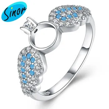

S925 Fashion Trend Women's Sterling Silver Wings Zircon Ring Svr200