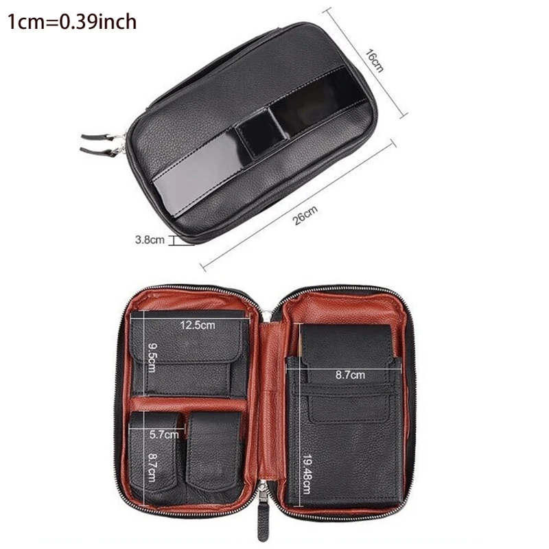 

T3EA Cowhide Cigar Storage Bag Humidor Smoking Cigarette Case Container Box Travel Portable Cigar Holder Bag