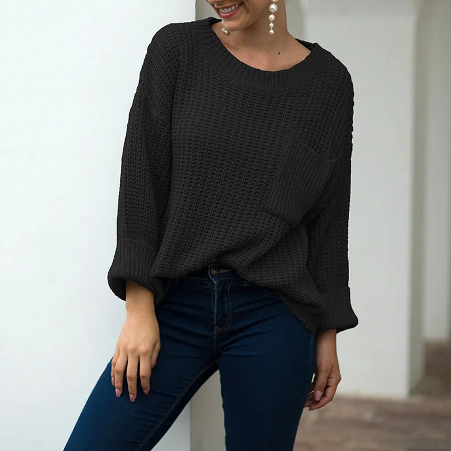 

Gray Ribbed Sweater Womens Fall 2019 Winter Casual Loose Pullover Jumpers Wool Knitted Sweaters Mujer Pull Femme Knitwear