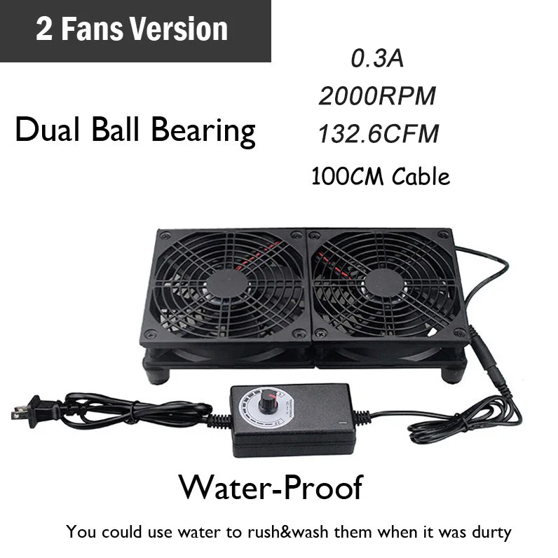 2 Fans Water Proof Gdstime 120 мм GT/DIY ТВ коробка маршрутизатор вентилятор 110 в 120 в 220 в 240 В Регулируемая скорость охлаждающий вентилятор 240 мм 240 мм x 240 мм - Цвет лезвия: 2 Fans Water Proof