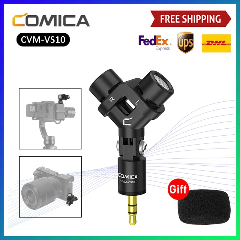 

Comica CVM-VS10 XY Stereo Dual Microphone Mini Flexible 3.5mm Plug-in Microphone Mic For Studio GOPRO Camera Professionnel