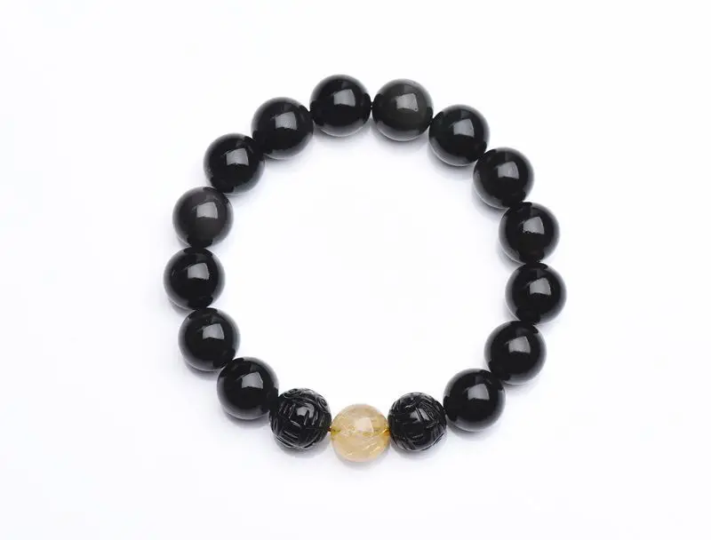 Натуральный кристалл Радуга обсидиановый глаз пиксиу браслет Буддийские