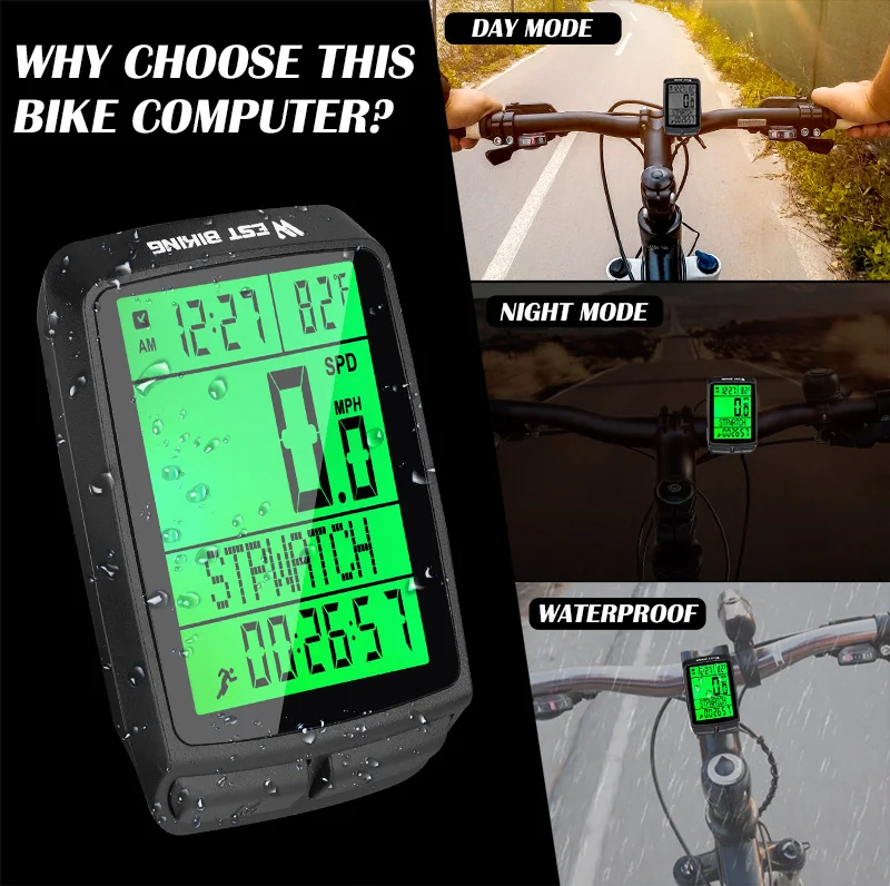 

WEST BIKING 5 Language Wireless Bicycle Computer Waterproof Speedometer LED Backlight Odometer MTB Mountain Road Bike Stopwatch