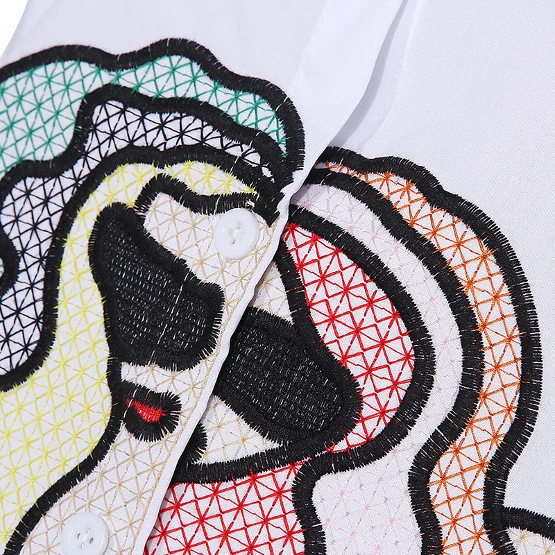 

Spring Summer Embroidery Print Blouses 2021 New Women Casual Three Quarter Sleeve Fashion Blouse Shirt Top For Women