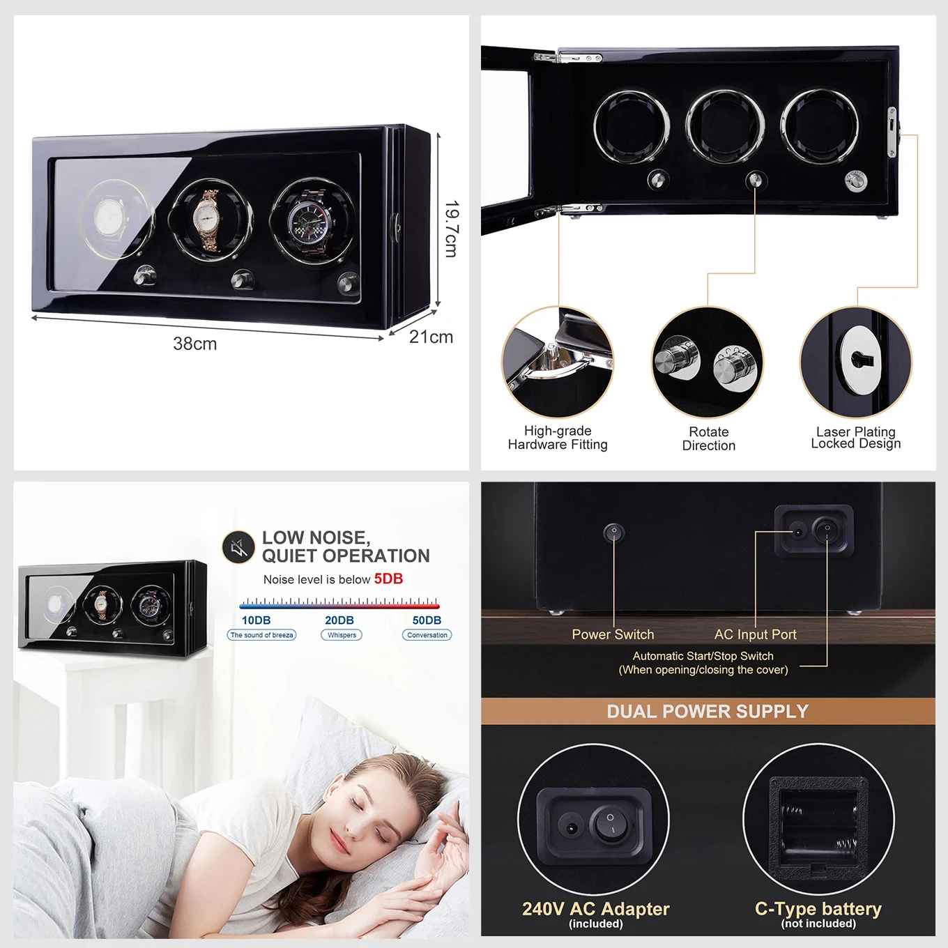 Устройство для намотки часов 3 автоматических с мотором Mabuchi и двойным источником