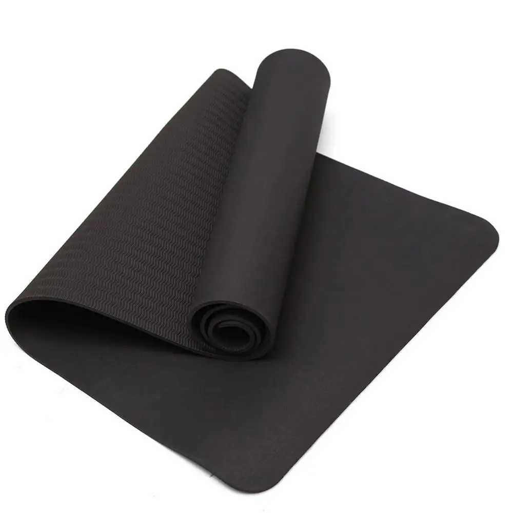 black 1830*610*6 мм TPE коврики для йоги, домашние коврики для фитнеса и йоги, 8 цветов, прочные, для начинающих, для фитнеса, гимнастики, коврики для упражнений, спортивные подкладки - Цвет: black