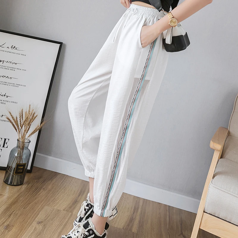 Брюки женские летние шелковые черные и белые в полоску 2021 | Женская одежда