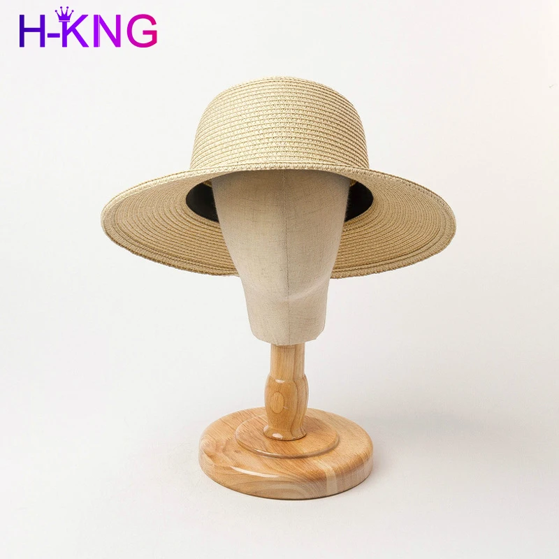 

Hand-made Raffia Straw Hat For Kids Retro Flat Top Fold Down Brim Children's straw hat Boys Girls Travel Vacation Raffia Sun Hat