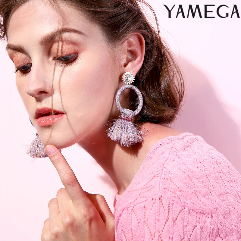 

YAMEGA Fashion Luxury Hook Earrings Long Statement Fringe Earrings Boho Tassle Earrings For Women Jewelry GIfts New Arrival 2019