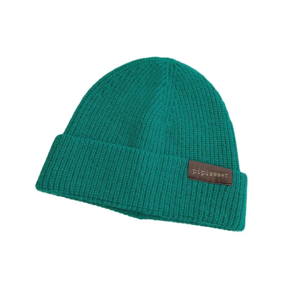 

Soft Elastic Solid Color Knitted Beanies Hat Winter Warm Ski Bonnet Skullies Cap
