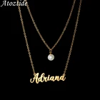 Atoztide индивидуальное имя ожерелье жемчуг модная нержавеющая сталь Персонализированная Золотая двухслойная цепь кулон для женщин подарок