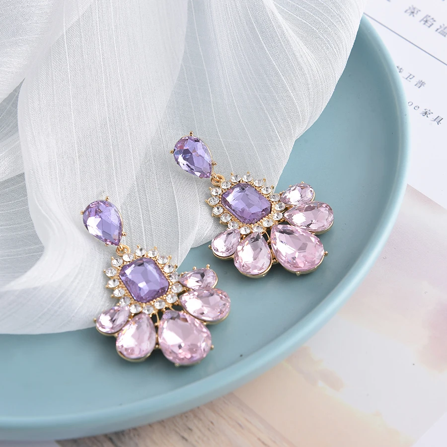 Ztech коллекция фиолетовые серьги-подвески для женщин студентов лепесток