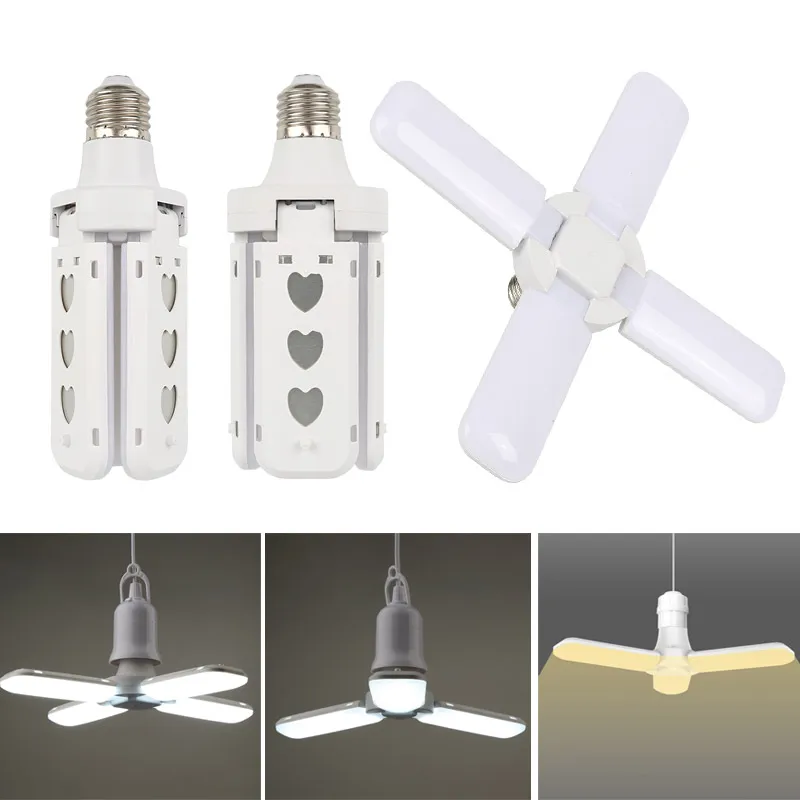 

LED Garage Lights Foldable E27 E26 Bulb 3 4 Adjustable Fan Blades Deformable Workshop Warehouse 30W 40W Ceiling Lighting