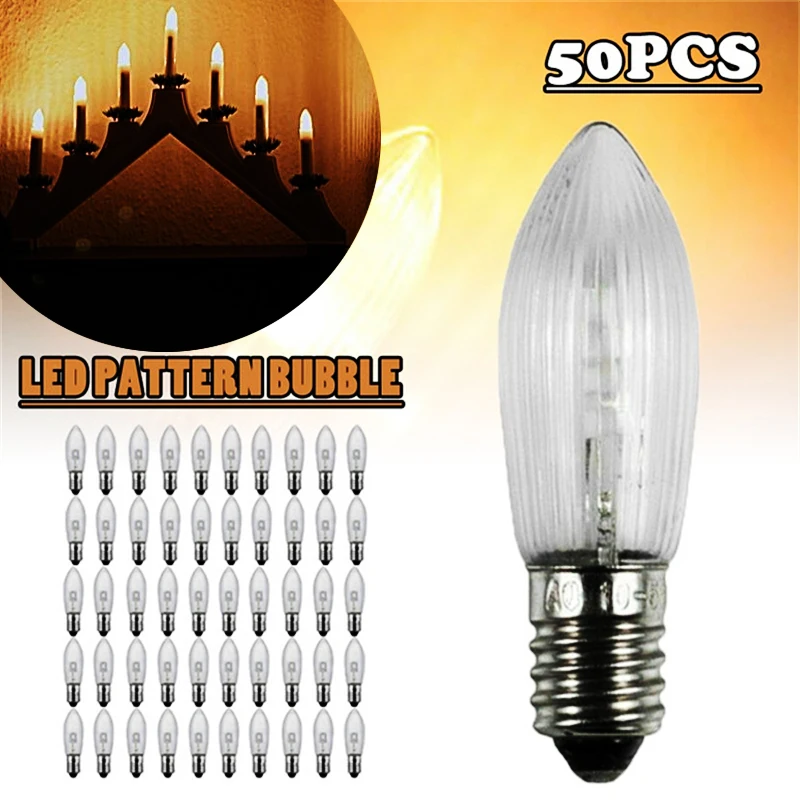 50/40/30/20/10Pcs E10 LED Replacement Lamp Bulb Candle Light Bulbs for Light Chains 10 V-55 V AC for Bathroom Home Bulbs Decor