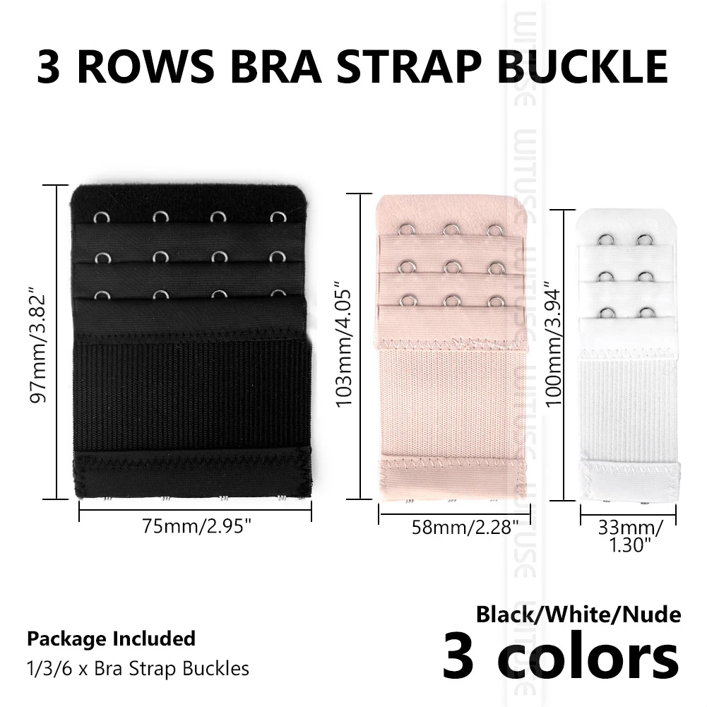 

3Pcs Ladies Useful Extender Strap DIY Hook Clip Adjustable Belt DIY handmade Buckle Intimates For Women's Elastic Bra Extension