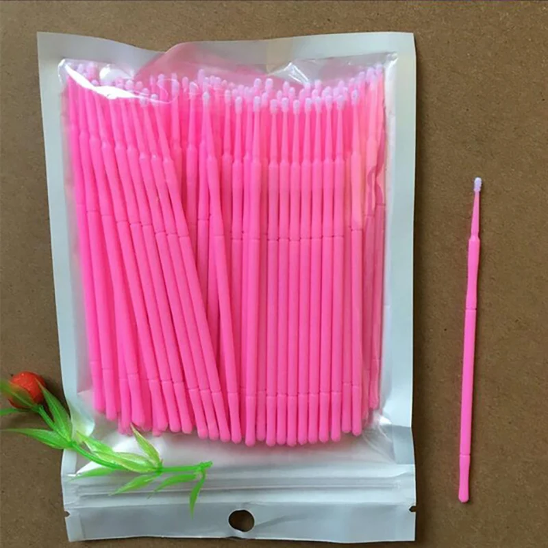 100pcs Наращивание ресниц Microbrush аппликаторы для хлопок кисточка палочка клей