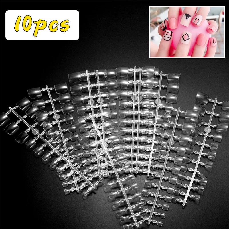 

10pcs Transparent Square False Toenails Artificial Fake Nails Foot Toe Full Cover Fake Toenails Manicure Nails Art Decoration