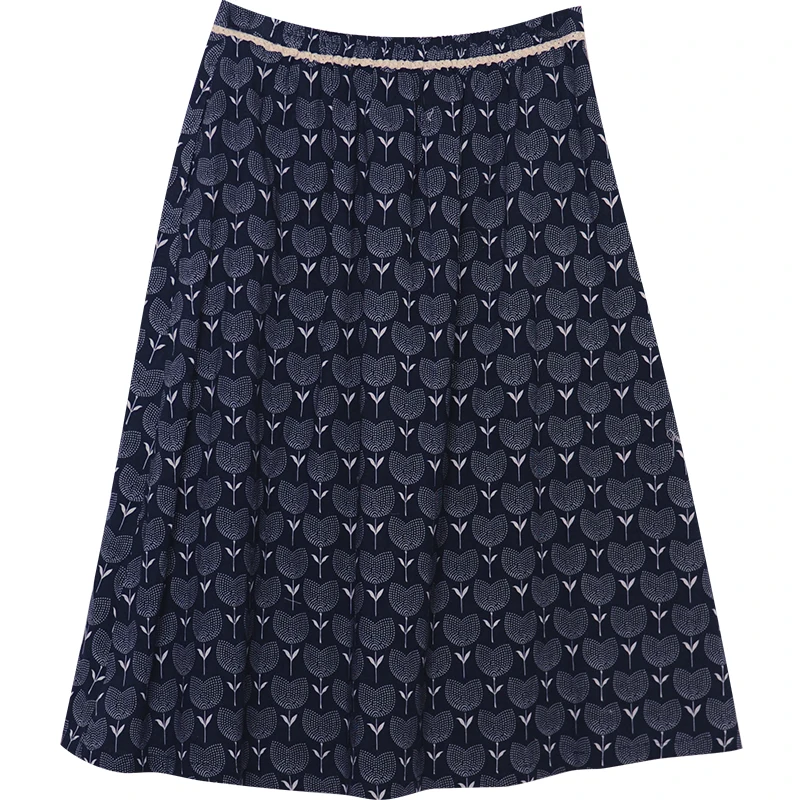

CYNTHIA Women Skirts Female Vintage Floral-printed Cotton Linen A-line Knee-length Skirt Fans +3% Discount 85-20QDC-261