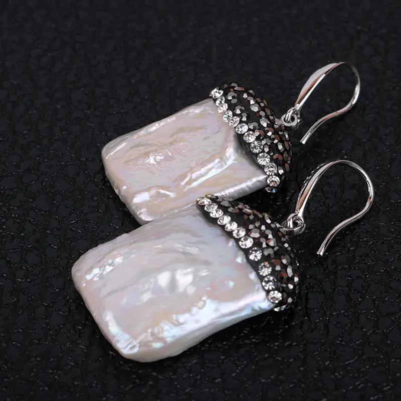 Посеребренный белый барокко Пресноводный Культивированный квадратный жемчуг