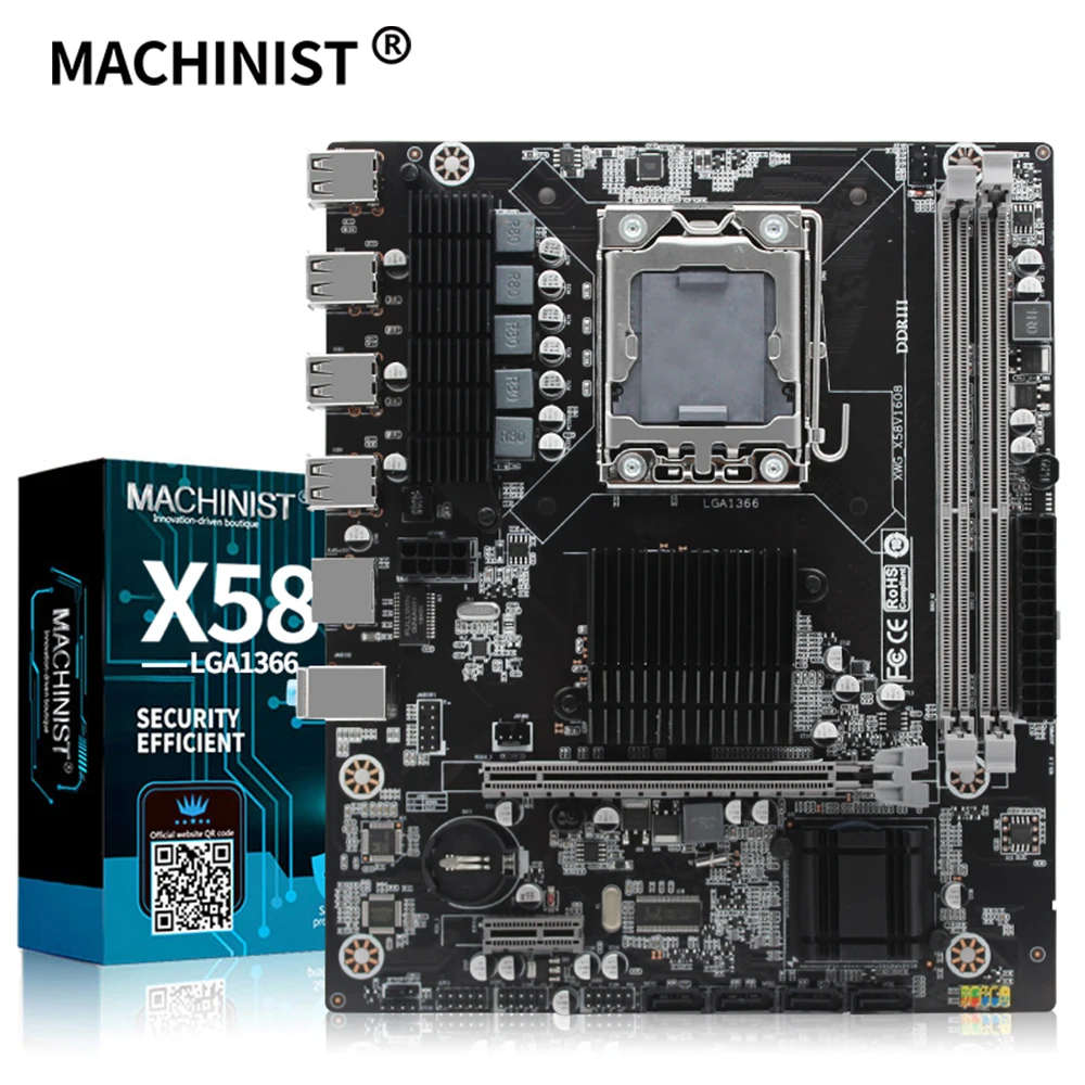 

X58 motherboard LGA 1366 support DDR3 ECC/NON-ECC RAM and Intel xeon LGA1366 processor M-ATX USB3.0 AMD RX Series Spell X58V1608