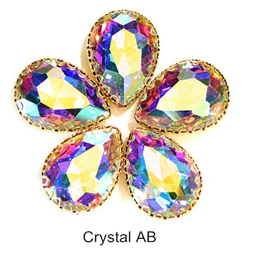 Crystal AB 20 шт. 13X18 мм кристалл AB пришить стразы стекло каплевидные швейные камни с когтями для DIY одежды Ювелирные изделия сумки обувь B1183 - Цвет: Crystal AB