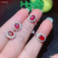kjjeaxcmy fine jewelry 925 sterling silver inlaid natural ruby earrings ring pendant noble girl suit support test