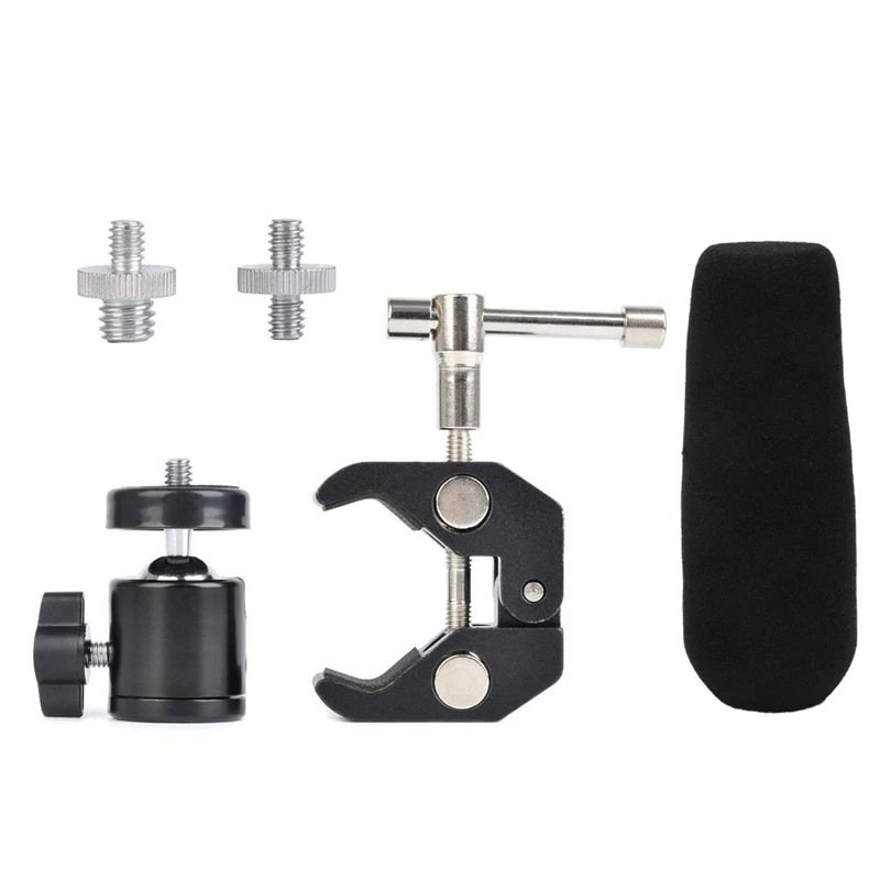 

1 Set Super Clamp Mount Articulated Ball Head 1/4Inch-20 Thread Hole Head And 1/4Inch To 5/8Inch Convertion Screw & 1Pcs 12Cm Mi