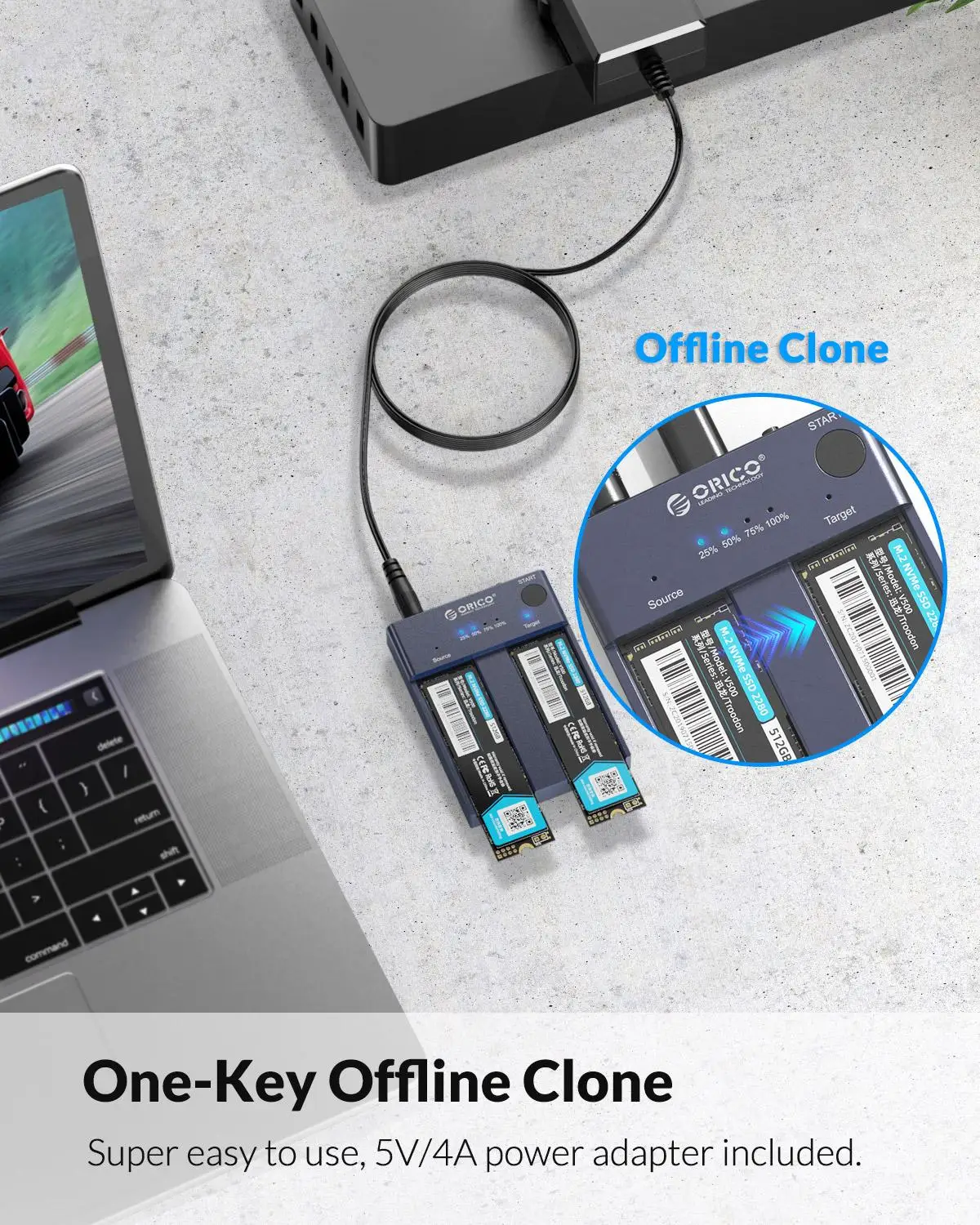 ORICO Dual Bay M.2 NVME SSD корпус Оффлайн Клон USB C 3 1 Gen2 10 Гбит/с на M & M/B Ключ PCIe жесткий диск