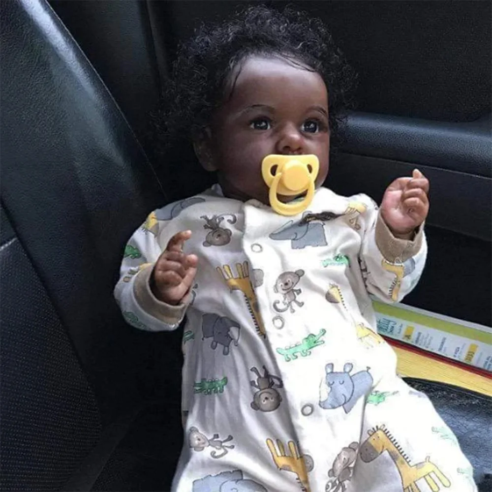

Boy Girl America Black Dolls Baby Reborn Doll Crooked Mouth Realistic Full Silicone Baby Doll With Heartbeat