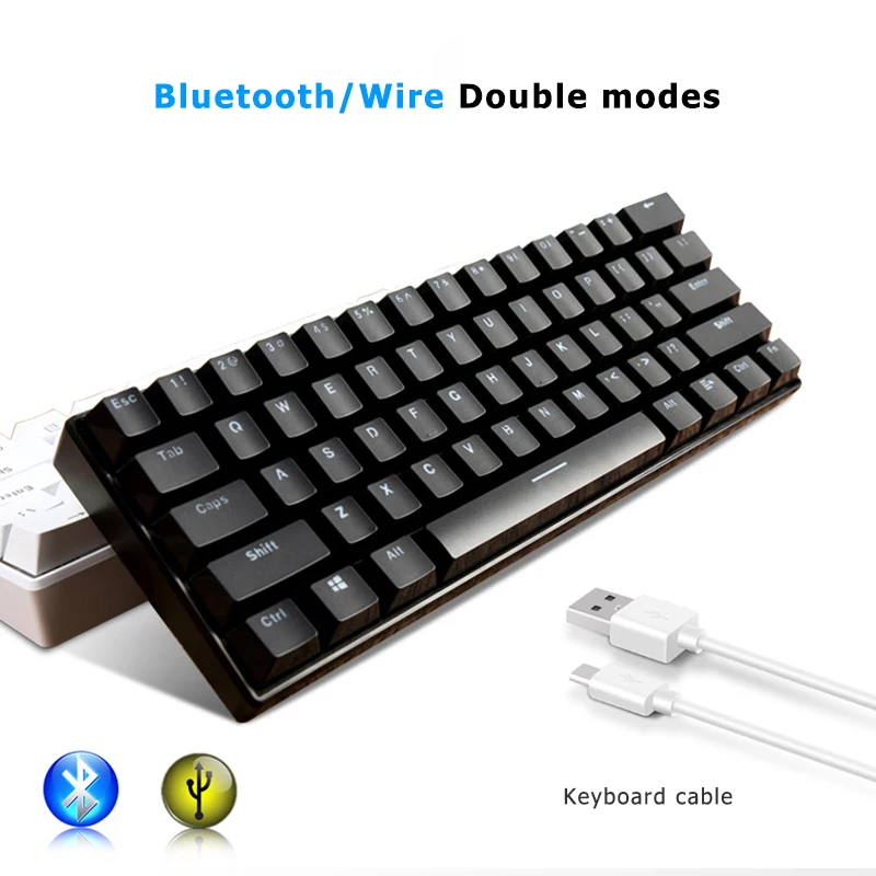 Bluetooth механические игровые клавиатуры Тонкий 61 клавиши RGB с одной подсветкой Подсветка поддержка Wins/Android/iOS