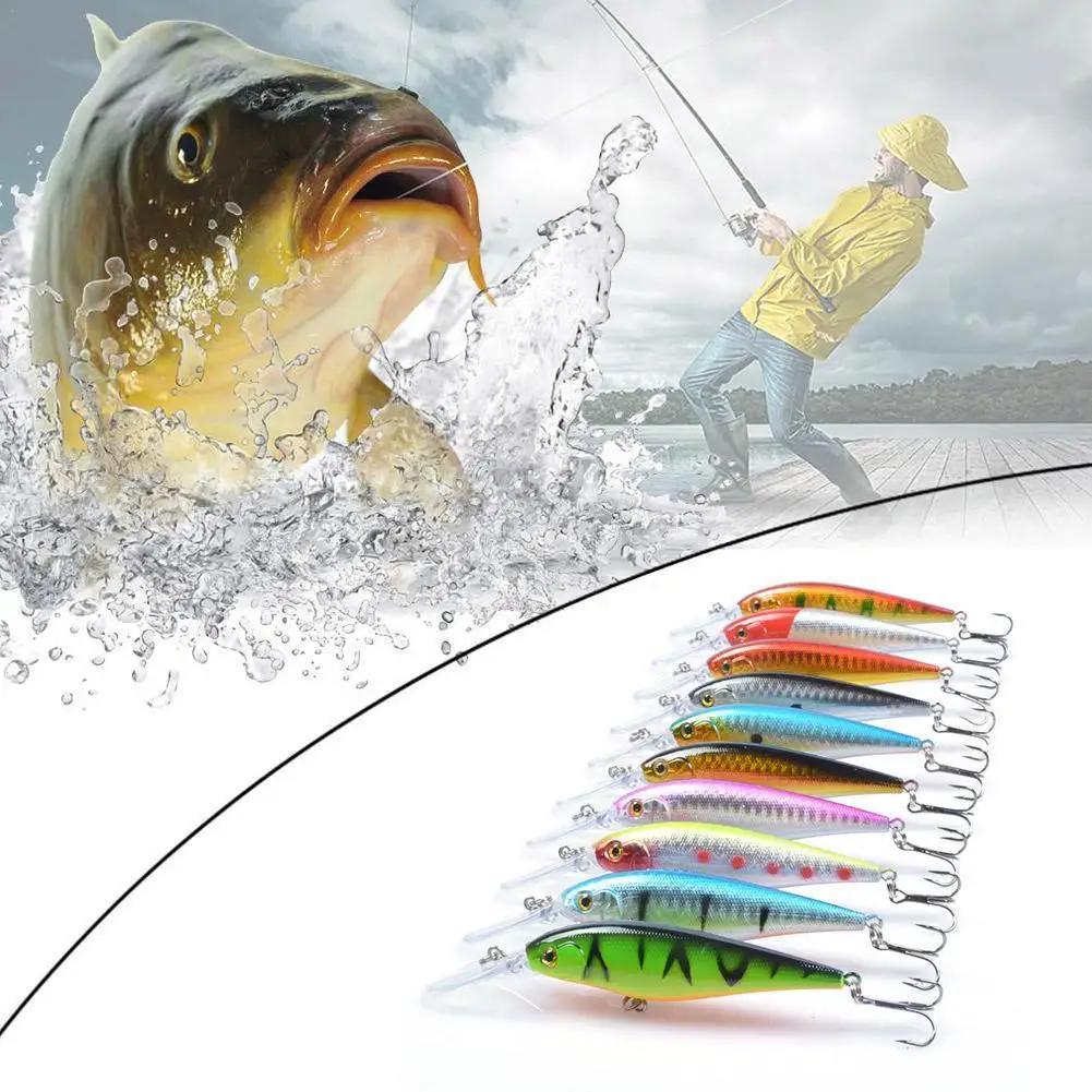 

Cocktail Lure Fishing Bait10PCS 3D Eyes Floating In Water Swinging Bright Colors Artificial Fake Bait Soft Bait