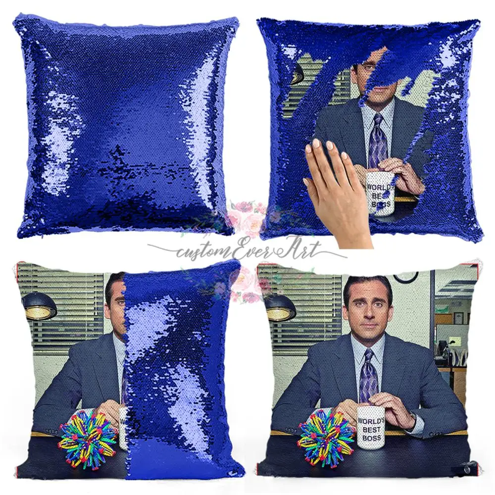 Лучшая в мире Подушка с блестками босса Майкла Скотта | Наволочка Двухцветная